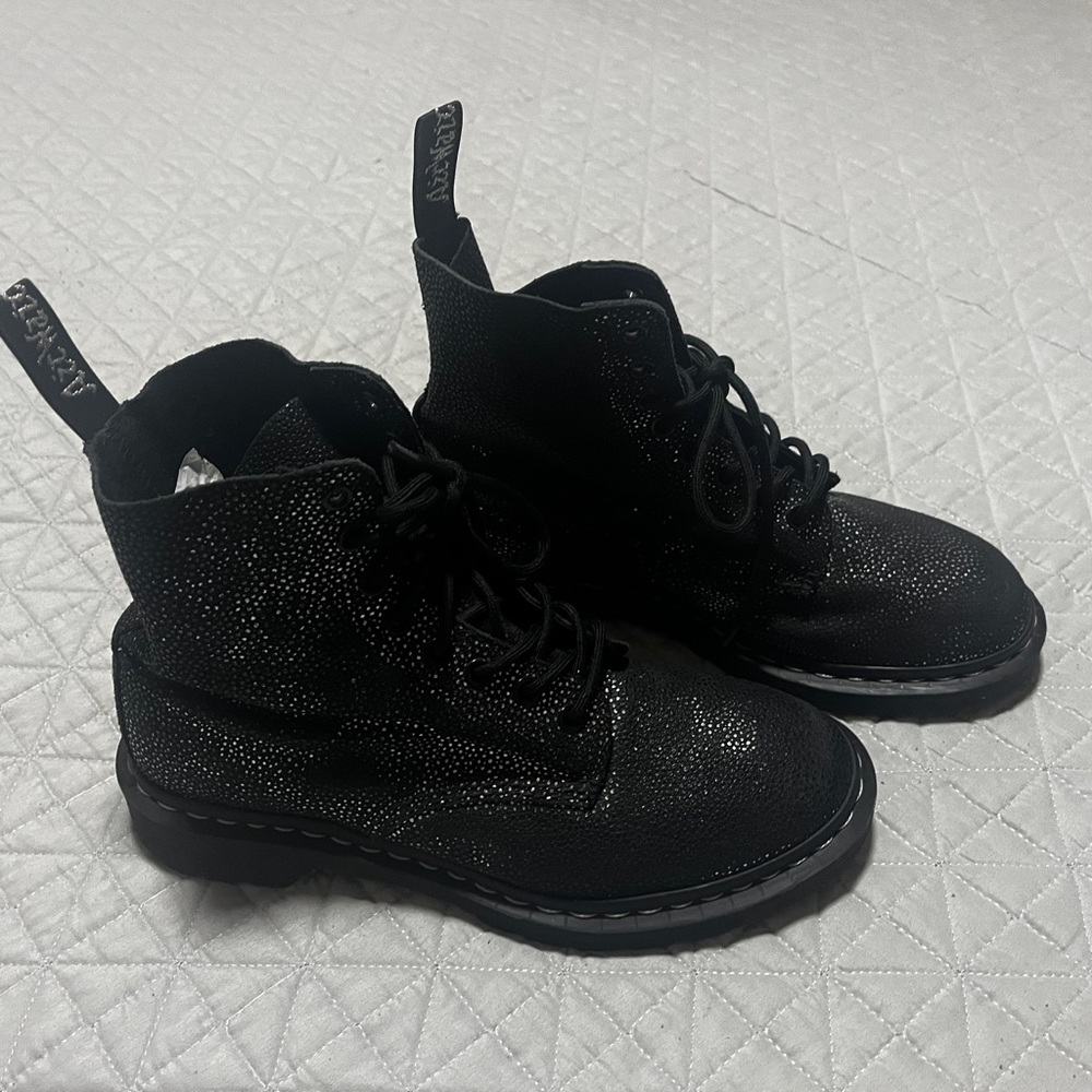 Dr. Martens Black Glitter Combat Boots